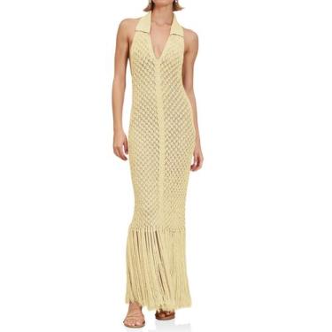 Imagem de Vestido de praia de crochê Saodimallsu Fringe com capa de maiô
