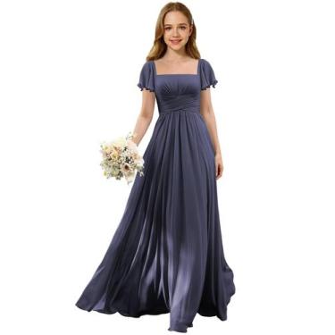 Imagem de Vestido Augday Stormy Blue Chiffon para menina tamanho 12