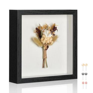 Imagem de Shadow Box Frame MUXIUNT 11x11 preta com suporte de linho