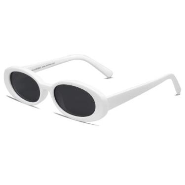 Imagem de Óculos de sol VANLINKER 90s Polarizados Retro Oval White Frame