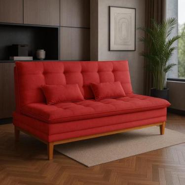 Imagem de Sofá Cama Casal 2 Lugares Reclinável Melim Suede Para Sala de Estar Ca