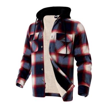 Imagem de Moletons para homens Gary Com Flannel Xadrez de Lã Pesada