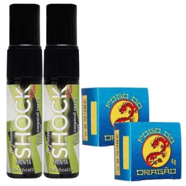 Imagem de Kit 2 Óleo Spray Shock Plus Menta + 2 Pomada Fogo do Dragão Ginseng (a
