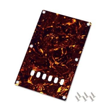 Imagem de Banworks Placa traseira de 4 camadas Strat 6 furos para guitarra elétrica Trem Tremolo capa traseira de borda reta para Squier Strat ST JT/HGB-02 marrom escuro casco de tartaruga