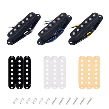 Imagem de Banworks Alnico 5 captadores SSS escalonados 50 mm/50 mm/52 mm pescoço/meio/ponte 5,6K-6,9K conjunto de captadores de bobina única para guitarra elétrica Stratocaster Strat ST pacote de 3 JT/SYQ-01