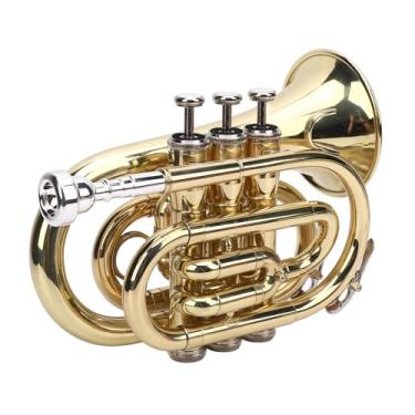 Imagem de RiToEasysports Trompete de Bolso de Latão, Bocal de 7C de Limpeza de Pano Luvas de Pano Bb Key ni Trompete de Trompete para Estudantes Iniciantes