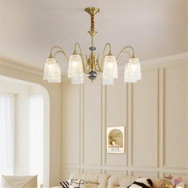 Imagem de Lâmpada Pingente Candelabro LED De Latão Com Estilo Luxuoso Americano E Retro: Design Criativo Para Sala De Estar, Restaurante, Quarto, Estudo, Villa, Hotel E Café (K 8 luzes)