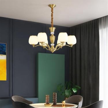 Imagem de Lâmpada Pingente Candelabro LED De Latão Com Estilo Luxuoso Americano E Retro: Design Criativo Para Sala De Estar, Restaurante, Quarto, Estudo, Villa, Hotel E Café (G 6 luzes)