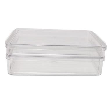 Imagem de Asixxsix Caixa de arquivo com 2 peças, fechos de trava transparentes, empilháveis, para animais de estimação, com tampa durável e segura, caixa de documentos portátil