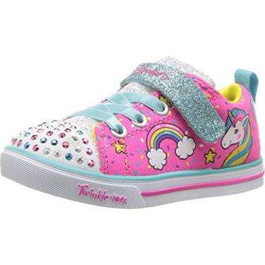 Imagem de Skechers Tênis infantil unissex Twinkle Toes Sparkle Lite-Unicorn Craze, Rosa neon/multi, 19