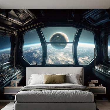 Imagem de HueBurst Papel de parede espacial 3D Space Wallpaper Peel and Stick Outer Space Wall Mural 337.8 cm L X 249.9 cm H Grande Auto-adesivo Universo mural de parede para quarto, sala de estar, sala de