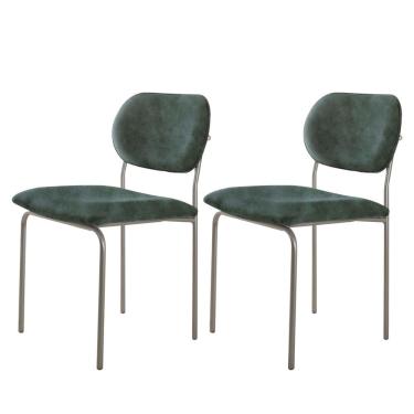 Imagem de Conjunto com 2 Cadeiras em Metal Bless Jade / Prata