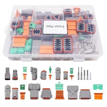Imagem de OXCANO 12 kits de conectores DT Series DT, 2 3 4 6 8 conectores de 12 pinos, conectores elétricos automotivos impermeáveis para caminhão, motocicleta, veículos off-road, fuzileiros navais, esportes