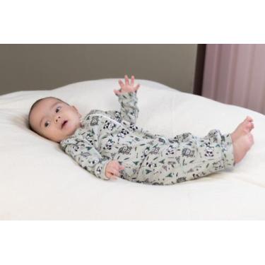 Imagem de Macacão para Bebê Menino de Zíper Estampado Cinza 100 Algodão - FLOR D