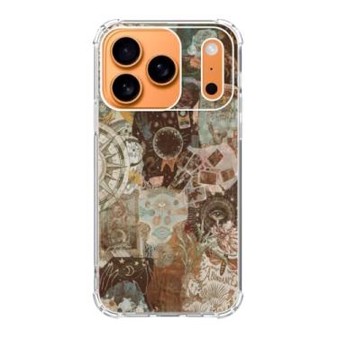 Imagem de Ricin Relun Capa de telefone vintage celestial sol lua estrela colagem para telefone 17 Pro Maxx, estética espaço planeta estrela, capa de TPU macio moderno