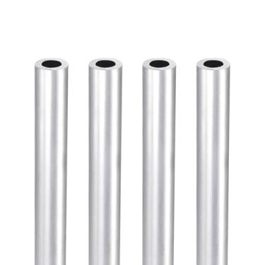 Imagem de DTGN Tubo redondo de alumínio de 25 x 0,5 x 0,3 cm (CxODxID) - Pacote com 4 - Bom para artesanato DIY - Tubo reto de alumínio 6063 - Prata
