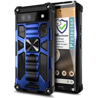 Imagem de NZND Capa compatível com Google Pixel-7a, azul | com protetor de tela de vidro temperado | Proteção total de grau militar e suporte integrado capa resistente