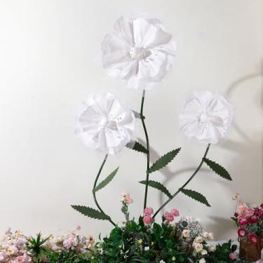 Imagem de Chunful Flores gigantes de 1,8 m para decoração, flores de plástico grandes, artificiais, grandes, feitas à mão, decoração para jardim, festa de aniversário, casamento, festival, vitrine (branca)