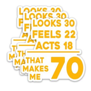 Imagem de (3 peças) Adesivos engraçados de aniversário de 70 anos – Looks 30 Feels 22 Acts 18 That Makes Me 70 - Decalques de vinil à prova d'água para presentes de setenta aniversário, garrafa de água