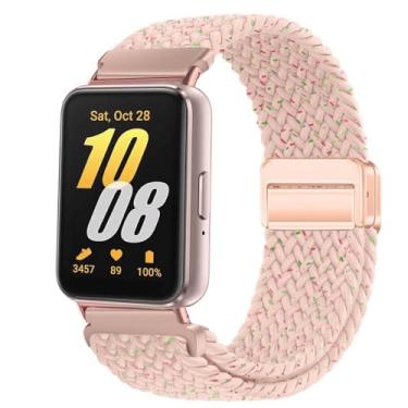 Imagem de Issinlky Pulseira trançada de nylon compatível com Galaxy Fit 3, pulseira de fivela magnética elástica para Galaxy Fit 3 SM-R390
