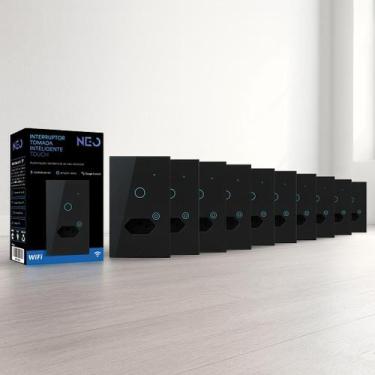 Imagem de Kit 10 Interruptor Smart Wi-fi 2.4GHz Alexa 1 Botão e Tomada 4x2 Bivol