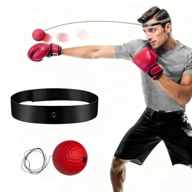 Imagem de ZUFUMI Conjunto de faixa de cabeça de bola de reflexo de boxe – inclui 1 bola e 1 faixa ajustável para melhorar a proficiência de iniciantes, ótimo equipamento de boxe divertido fitness para todas as