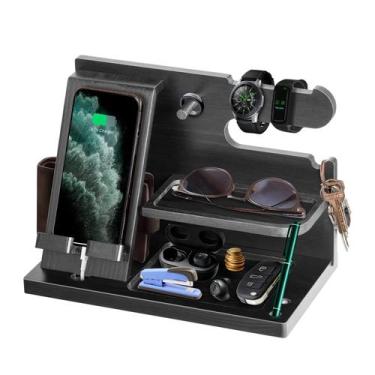 Imagem de Bedside Organizer Wood Phone Docking Station Robomanor