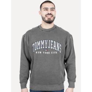 Imagem de Moletom Tommy Jeans Masculino Relaxed C-neck Varsity Chumbo-Masculino