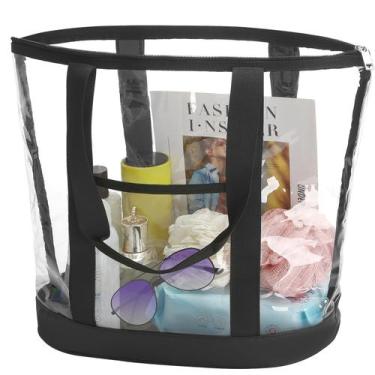 Imagem de Sacola transparente HAOGUAGUA de PVC impermeável extra grande (PRETA)