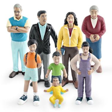Imagem de Conjunto de estatuetas familiares realistas de 7 figuras para família espanhola