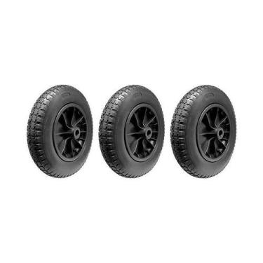 Imagem de Kit 3un roda maciça pu 3.25-8 rol.rolete1" aro plástico 80kg - AJAX