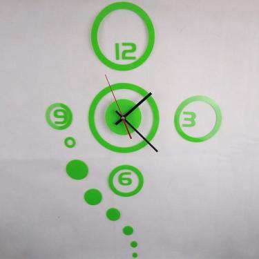 Imagem de Relógio de parede 3D DIY, adesivo removível verde - Omkarsy Official S