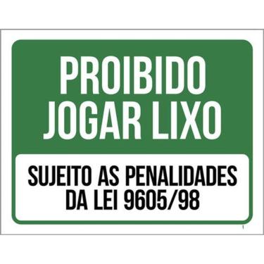 Imagem de Kit 3 Placas Proibido Jogar Lixo Sujeito Penalidades Da Lei