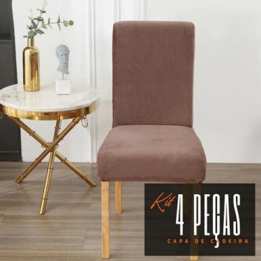 Imagem de Kit 4 Capas de Cadeira Linha Premium Suede - Marrom - OK Darling