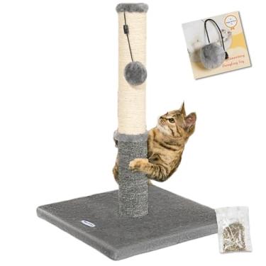 Imagem de Happi N Pets Poste arranhador para gatos, arranhador para gatos ou gatos médios, poste de arranhador de sisal e poste de carpete em um, poste estável para arranhar gatinhos com brinquedo substituível