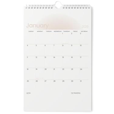 Imagem de Karto Calendário de parede 2026 - vertical 28 x 43 cm de janeiro de 2026 a junho de 2027 - Aumente sua produtividade e planejamento fácil com o calendário mensal estético - bege radial