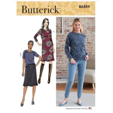 Imagem de Butterick Vestido de malha, blusas, saia e calças, padrão de costura esportiva, multicolorido, 2 peças