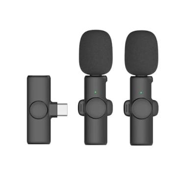 Imagem de Kit 2 Microfones de Lapela Sem Fio Compatível Com iOS Para Gravação Transmissão Ao Vivo Alcance 20 Metros E-Shop Center