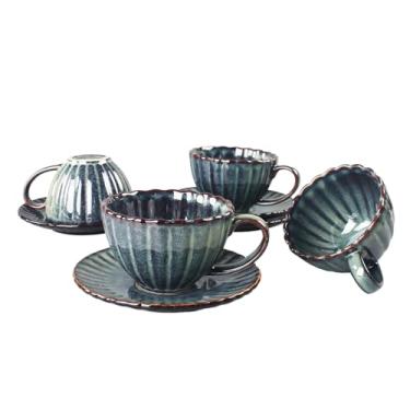 Imagem de LIUYWYHCF Tigelas/xícaras de cereais de cerâmica - Tigelas de sopa/xícaras com alça Conjunto de 4 para cozinha, tigelas pequenas para cereais, sopa, aveia, arroz, lava-louças e micro-ondas