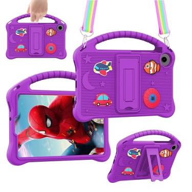 Imagem de Kwamaz Capa para Galaxy Tab A9 de 22 cm, com alça de suporte, capa de silicone macio para tablet Samsung A9 de 22 cm, roxa