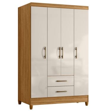 Imagem de Guarda Roupas Solteiro 4 Portas 2 Gavetas Armany Madeirado/Off White