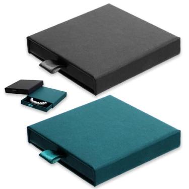 Imagem de Tweruna Pacote com 2 caixas de presente pequenas, caixa de joias de papelão com tampas, estojo de armazenamento, caixas de presente de pulseira para colar, anel, brincos e pulseiras (preto, verde