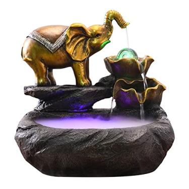 Imagem de XFNVXC Fonte decorativa para uso interno, fonte de mesa, elefante, fonte de água fluindo, paisagem, decoração de sala de estar com atomizador, decoração de mesa, fonte de jardim ornamental para casa