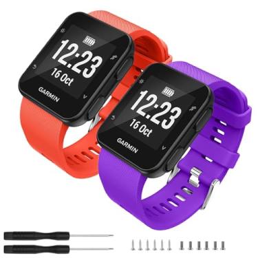 Imagem de TopPerfekt Pulseira compatível com Garmin Forerunner 35, pulseira de silicone macio de substituição para smartwatch Garmin Forerunner 35 (2-laranja, vermelho, roxo)