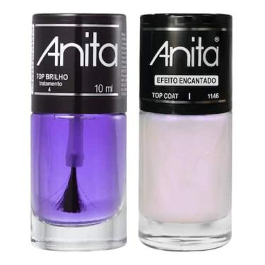 Imagem de Kit Top Coat Efeito Encantado + Top Brilho 10ml Anita