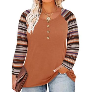 Imagem de Camisetas femininas de manga comprida Henley de outono da RITERA Plus 