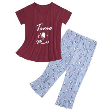 Imagem de Conjunto de pijamas, tendências americanas, pijamas femininos, copo de