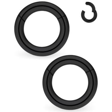 Imagem de Yaalozei Anéis de espeto pretos 8G Ear Gauges Brincos Kit de alongamento 8 Gauge Aço Inoxidável Cirúrgico Segmento Articulado Grande Largo Septo Nariz Clicker Prince Albert PA Anel Piercing Joia