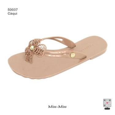 Imagem de Sandália Salomé Rasteira Adulto FLOR RENDA Miss Miss, Caqui, 35