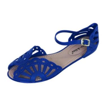 Imagem de Sandália Feminina Adulto CORTE LASER 50028 - Miss Miss, Azul, 35